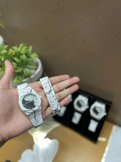 New White Aura watch - dial decorate with marble fiber