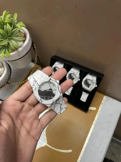 New White Aura watch - dial decorate with marble fiber