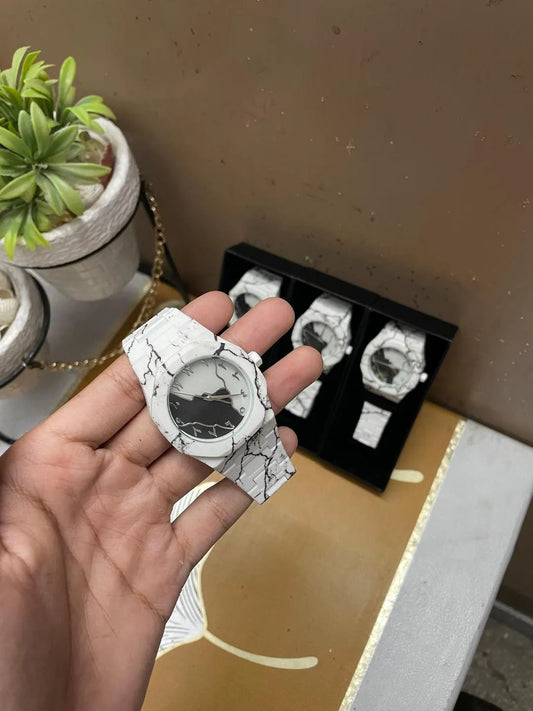 New White Aura watch - dial decorate with marble fiber