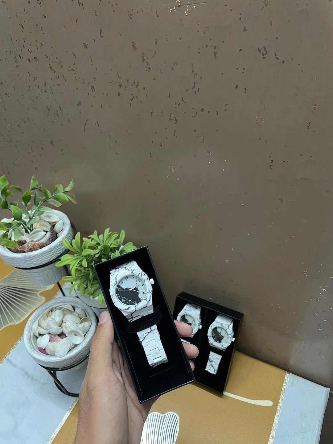 New White Aura watch - dial decorate with marble fiber